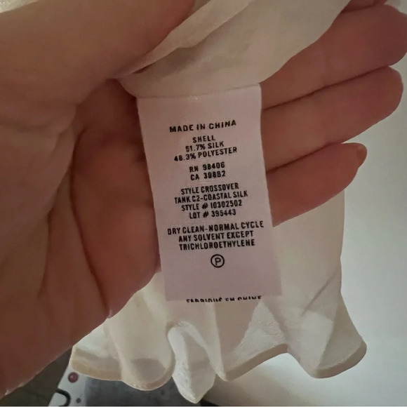 NWT Theory Silk Lace White Ivory Crossover Tank - Picture 7 of 7